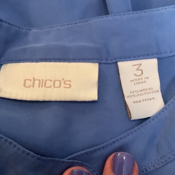 Chico’s blue button front tunic, 3 (14-16), classic, casual, mature, versatile - Picture 3 of 3